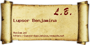 Lupsor Benjamina névjegykártya